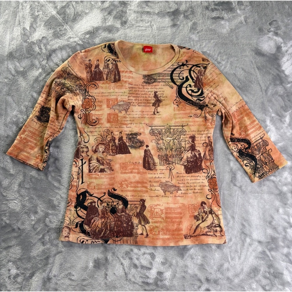 Glima Womens M Orange Top All-over Print